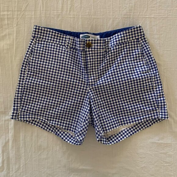 Old Navy Pants - Old Navy Blue White Checkered Print Everyday Shorts Womens 8
